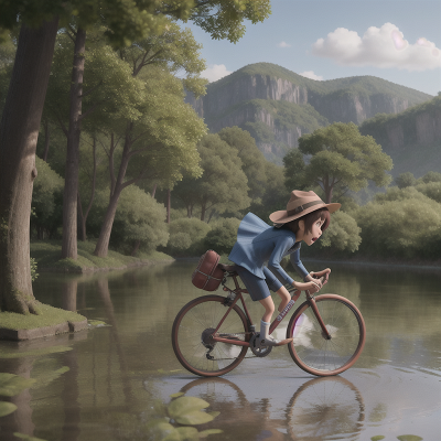 Image For Post Anime, crying, wizard's hat, bicycle, swimming, holodeck, HD, 4K, AI Generated Art