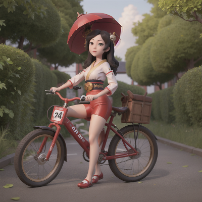Image For Post Anime, key, geisha, hail, bicycle, spaceship, HD, 4K, AI Generated Art