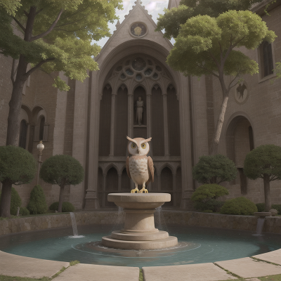 Image For Post Anime, owl, exploring, cathedral, fountain, swimming, HD, 4K, AI Generated Art