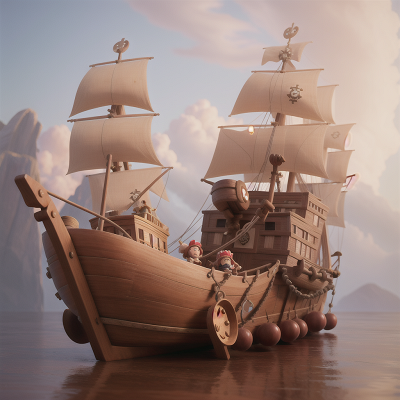 Image For Post Anime, pirate ship, sled, joy, trumpet, hidden trapdoor, HD, 4K, AI Generated Art