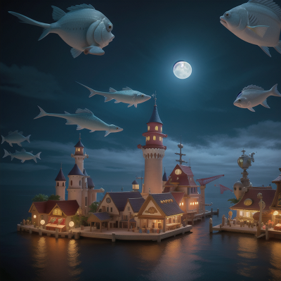 Image For Post Anime, carnival, fish, underwater city, city, moonlight, HD, 4K, AI Generated Art