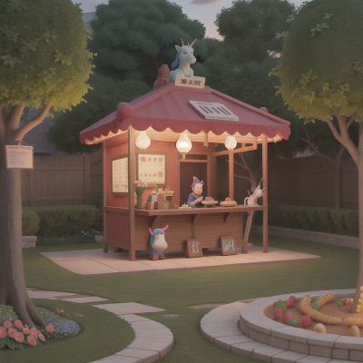 Image For Post Anime, garden, hot dog stand, unicorn, lamp, museum, HD, 4K, AI Generated Art