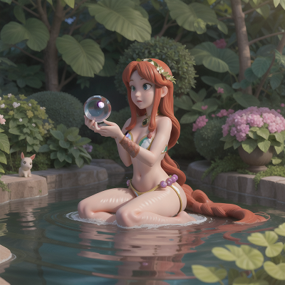 Image For Post Anime, swimming, garden, centaur, enchanted mirror, crystal ball, HD, 4K, AI Generated Art