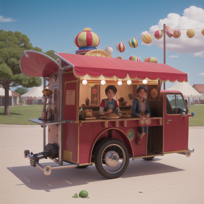 Image For Post Anime, knights, bicycle, circus, crystal ball, taco truck, HD, 4K, AI Generated Art