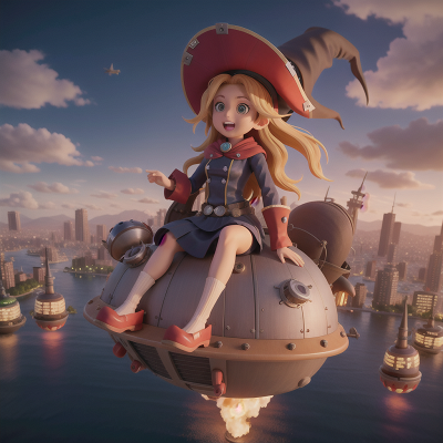 Image For Post Anime, wind, witch, hovercraft, futuristic metropolis, pirate, HD, 4K, AI Generated Art