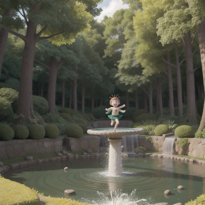 Image For Post Anime, fountain, jumping, tsunami, forest, space, HD, 4K, AI Generated Art