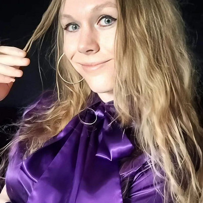 Image For Post Christina purple satin bow blouse
