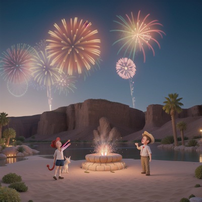 Image For Post Anime, fireworks, success, desert oasis, zookeeper, celebrating, HD, 4K, AI Generated Art