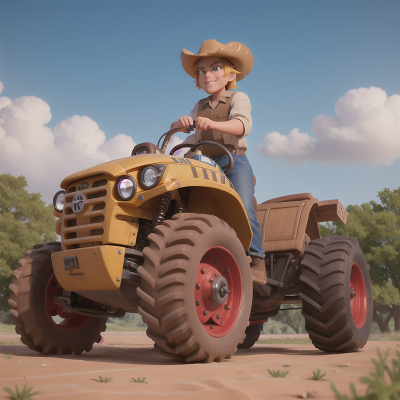 Image For Post Anime, sabertooth tiger, park, mechanic, cowboys, tractor, HD, 4K, AI Generated Art