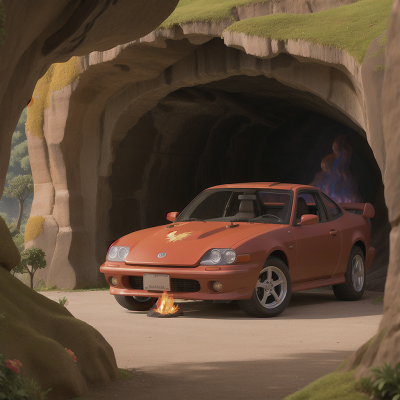 Image For Post Anime, car, park, volcano, cave, phoenix, HD, 4K, AI Generated Art