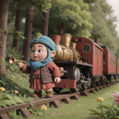 Image For Post Anime, dwarf, camera, forest, train, trumpet, HD, 4K, AI Generated Art