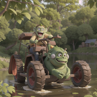 Image For Post Anime, monkey, swamp, ogre, tractor, fish, HD, 4K, AI Generated Art