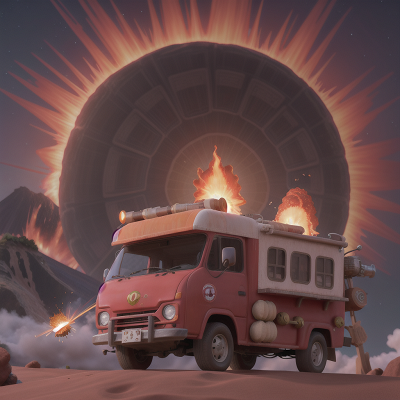 Image For Post Anime, volcanic eruption, solar eclipse, taco truck, teleportation device, trumpet, HD, 4K, AI Generated Art