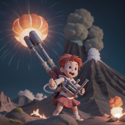 Image For Post Anime, bagpipes, rocket, volcano, ghost, alien planet, HD, 4K, AI Generated Art