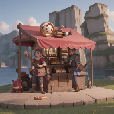 Image For Post Anime, vikings, robot, flying, treasure, hot dog stand, HD, 4K, AI Generated Art