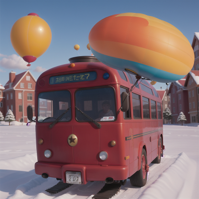 Image For Post Anime, balloon, teleportation device, flying, bus, sled, HD, 4K, AI Generated Art
