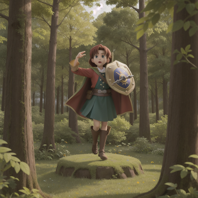 Image For Post Anime, clock, flying, forest, shield, hero, HD, 4K, AI Generated Art