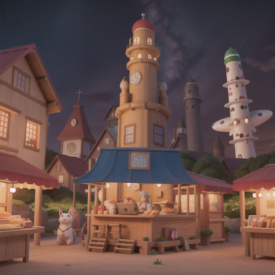 Image For Post Anime, hot dog stand, map, tower, spaceship, vikings, HD, 4K, AI Generated Art