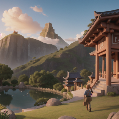 Image For Post Anime, zookeeper, temple, wind, mountains, dragon, HD, 4K, AI Generated Art