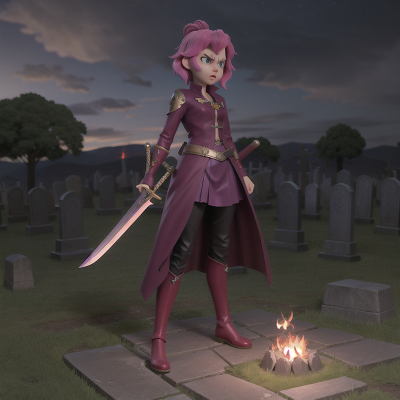 Image For Post Anime, sword, villain, unicorn, anger, haunted graveyard, HD, 4K, AI Generated Art