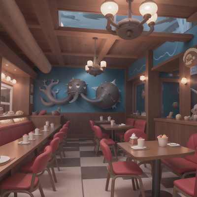 Image For Post Anime, seafood restaurant, ice cream parlor, submarine, kraken, knights, HD, 4K, AI Generated Art