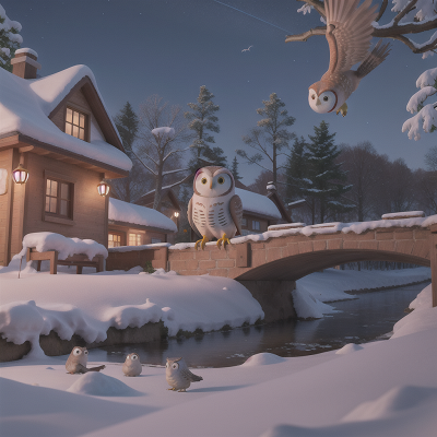 Image For Post Anime, bird, astronaut, owl, river, snow, HD, 4K, AI Generated Art