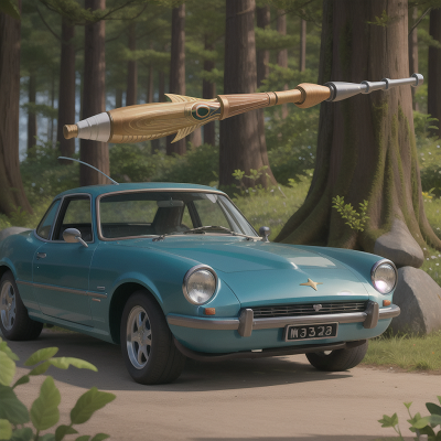 Image For Post Anime, car, magic wand, fish, harp, forest, HD, 4K, AI Generated Art