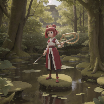 Image For Post Anime, swamp, harp, angel, samurai, princess, HD, 4K, AI Generated Art