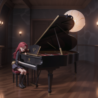 Image For Post Anime, piano, vampire's coffin, crystal ball, storm, bagpipes, HD, 4K, AI Generated Art