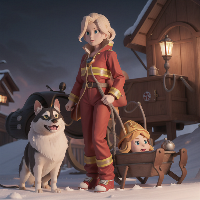 Image For Post Anime, queen, sled, storm, lamp, firefighter, HD, 4K, AI Generated Art