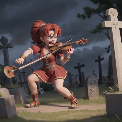 Image For Post Anime, gladiator, haunted graveyard, anger, violin, laughter, HD, 4K, AI Generated Art