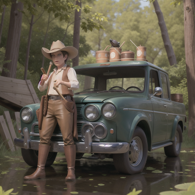 Image For Post Anime, drum, swamp, detective, car, cowboys, HD, 4K, AI Generated Art