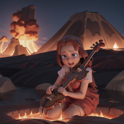 Image For Post Anime, volcanic eruption, violin, sphinx, flood, crying, HD, 4K, AI Generated Art