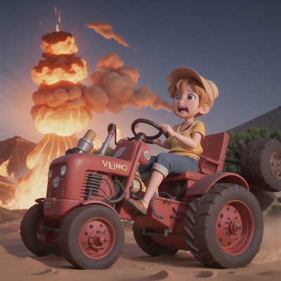 Image For Post Anime, crying, sandstorm, tractor, umbrella, volcano, HD, 4K, AI Generated Art