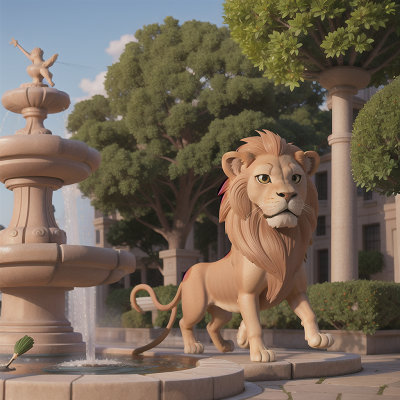 Image For Post Anime, wind, fountain, lion, fish, key, HD, 4K, AI Generated Art