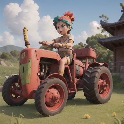 Image For Post Anime, tractor, tribal warriors, temple, wind, sword, HD, 4K, AI Generated Art