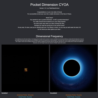 Image For Post Pocket Dimension CYOA v1.01 by Plateglassarmour