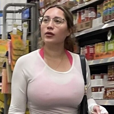 Image For Post Examine Vol. 70 Heavy Set Asian Woman Hard Nipples in a White Long Sleeve Pink Athletic Bra in the Grocery Store 🤳