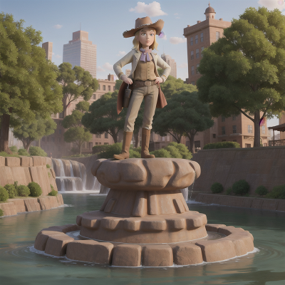 Image For Post Anime, wild west town, fountain, skyscraper, river, knight, HD, 4K, AI Generated Art