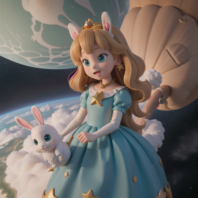 Image For Post Anime, ocean, space, rabbit, stars, princess, HD, 4K, AI Generated Art
