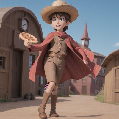 Image For Post Anime, clock, invisibility cloak, pizza, fighting, wild west town, HD, 4K, AI Generated Art