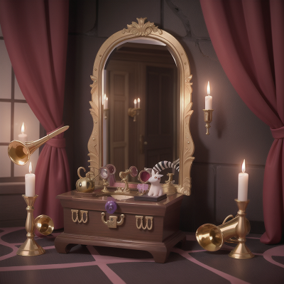 Image For Post Anime, vampire's coffin, queen, enchanted mirror, zebra, trumpet, HD, 4K, AI Generated Art