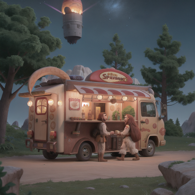 Image For Post Anime, cavemen, haunted mansion, sasquatch, space station, taco truck, HD, 4K, AI Generated Art