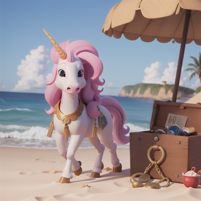Image For Post Anime, unicorn, ancient scroll, beach, surprise, key, HD, 4K, AI Generated Art