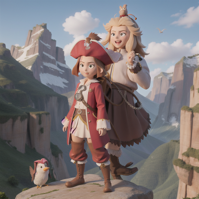 Image For Post Anime, queen, pirate, mountains, bird, bigfoot, HD, 4K, AI Generated Art