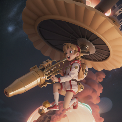 Image For Post Anime, energy shield, space shuttle, trumpet, carnival, musician, HD, 4K, AI Generated Art
