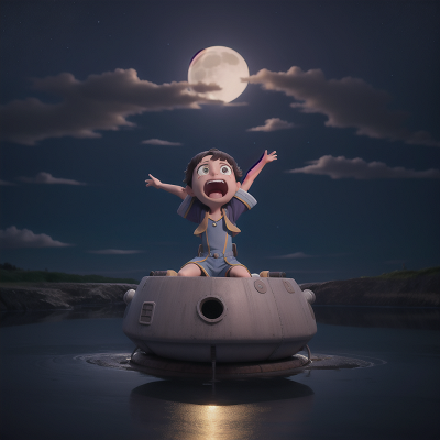 Image For Post Anime, alien, moonlight, submarine, crying, jumping, HD, 4K, AI Generated Art