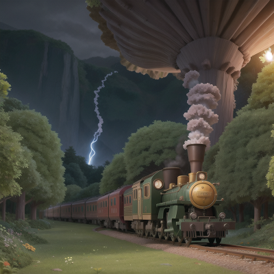 Image For Post Anime, crystal, park, train, tornado, forest, HD, 4K, AI Generated Art