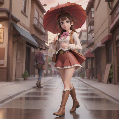 Image For Post Anime, umbrella, detective, princess, wild west town, electric guitar, HD, 4K, AI Generated Art