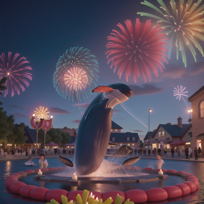 Image For Post Anime, whale, fireworks, fountain, musician, carnival, HD, 4K, AI Generated Art